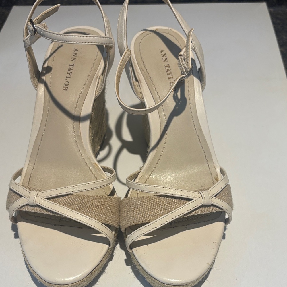 Ann Taylor Beige Wedge Sandals